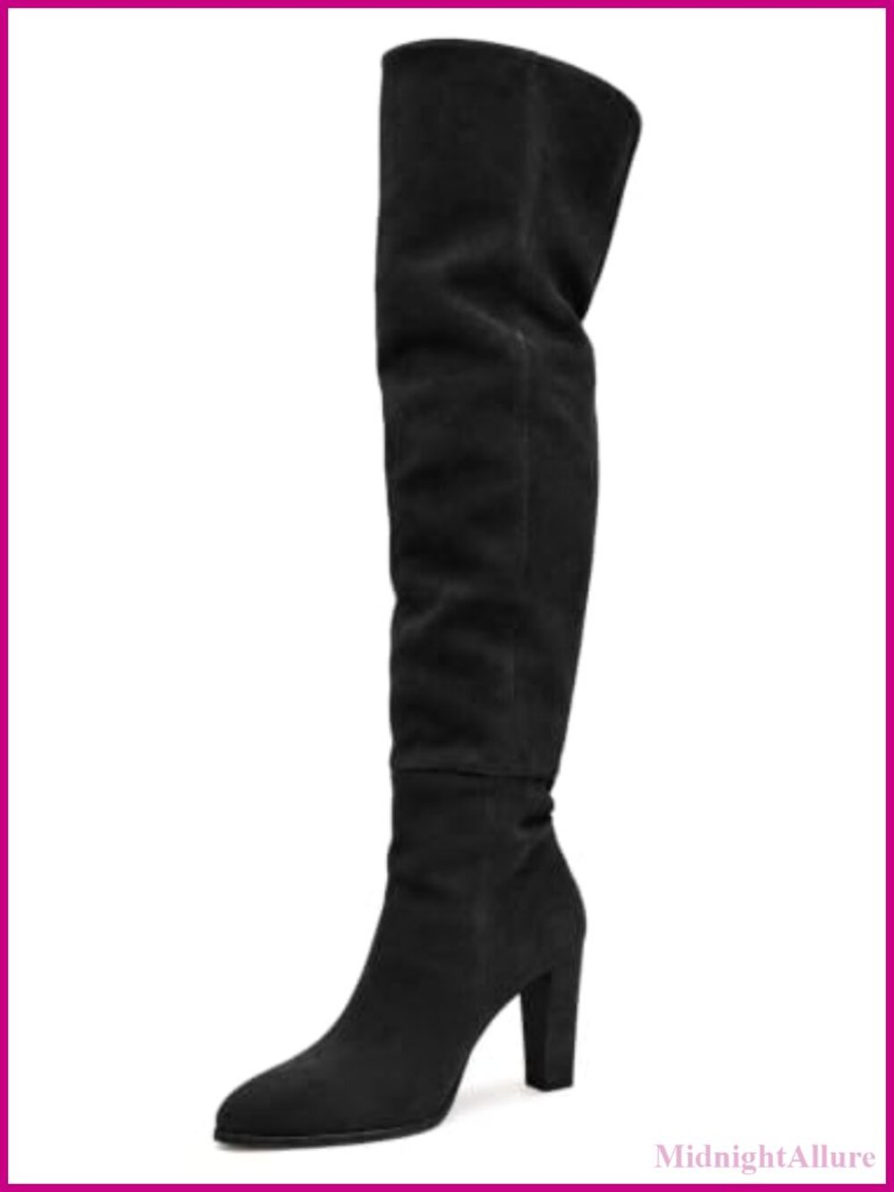 Womens Over the Knee Thigh High Chunky Heel Zip Faux Suede Boots